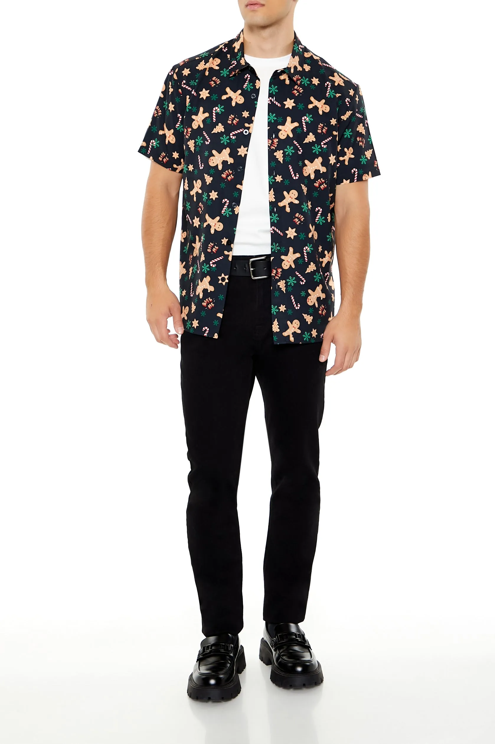 Christmas Gingerbread Print Button-Up Top sold by Urban Planet product image thumbnail 3