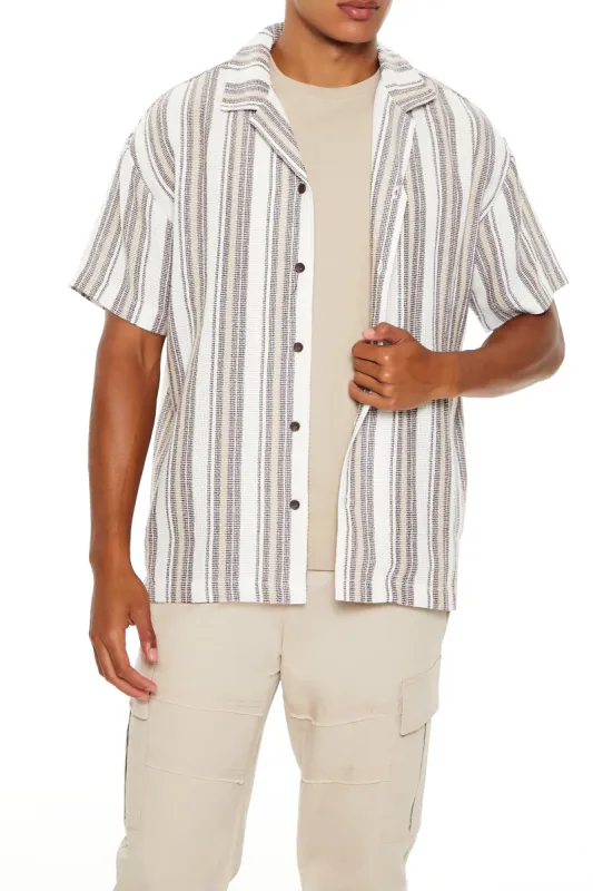Textured Striped Button-Up Top sold by Urban Planet