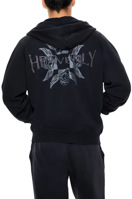 Haut à capuchon avec imprimé Angel avec pierres du Rhin et fermeture à glissière sold by Urban Planet