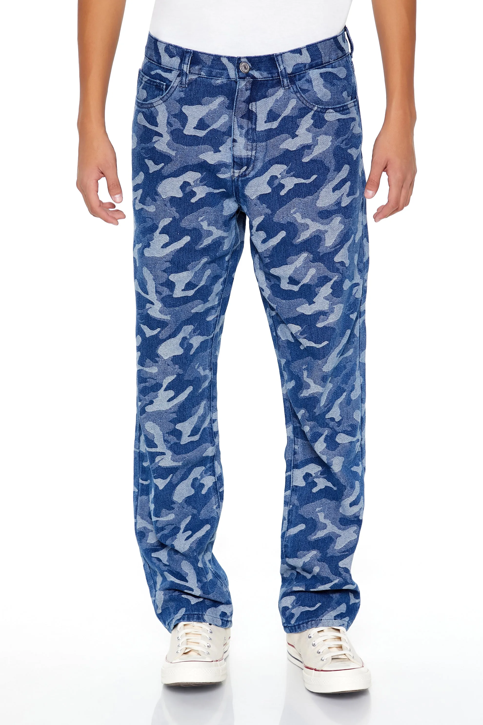 Camo Mid Rise Straight Leg Jean sold by Urban Planet