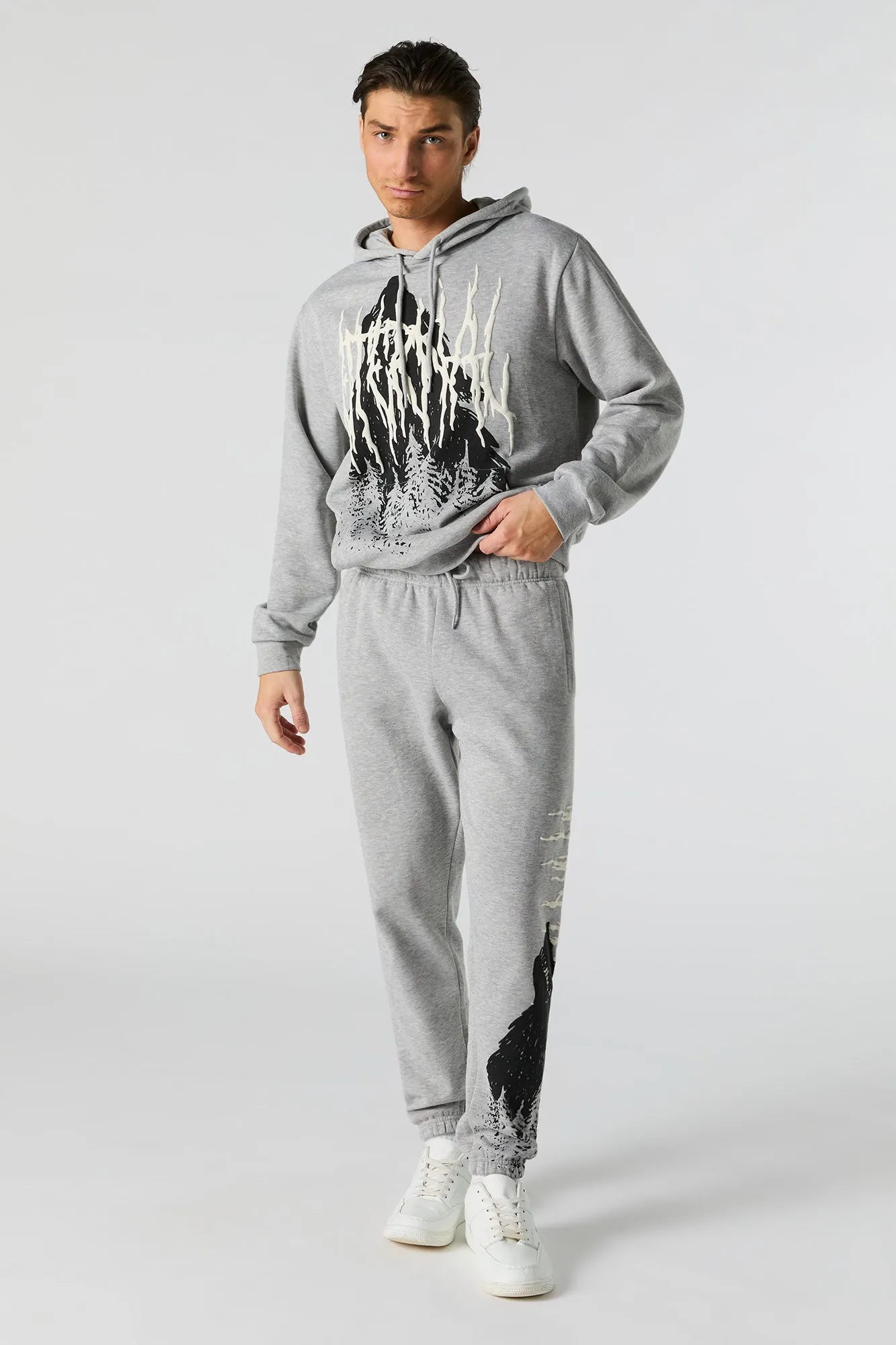 Wolf Puff Print Fleece Hoodie sold by Urban Planet product image thumbnail 3