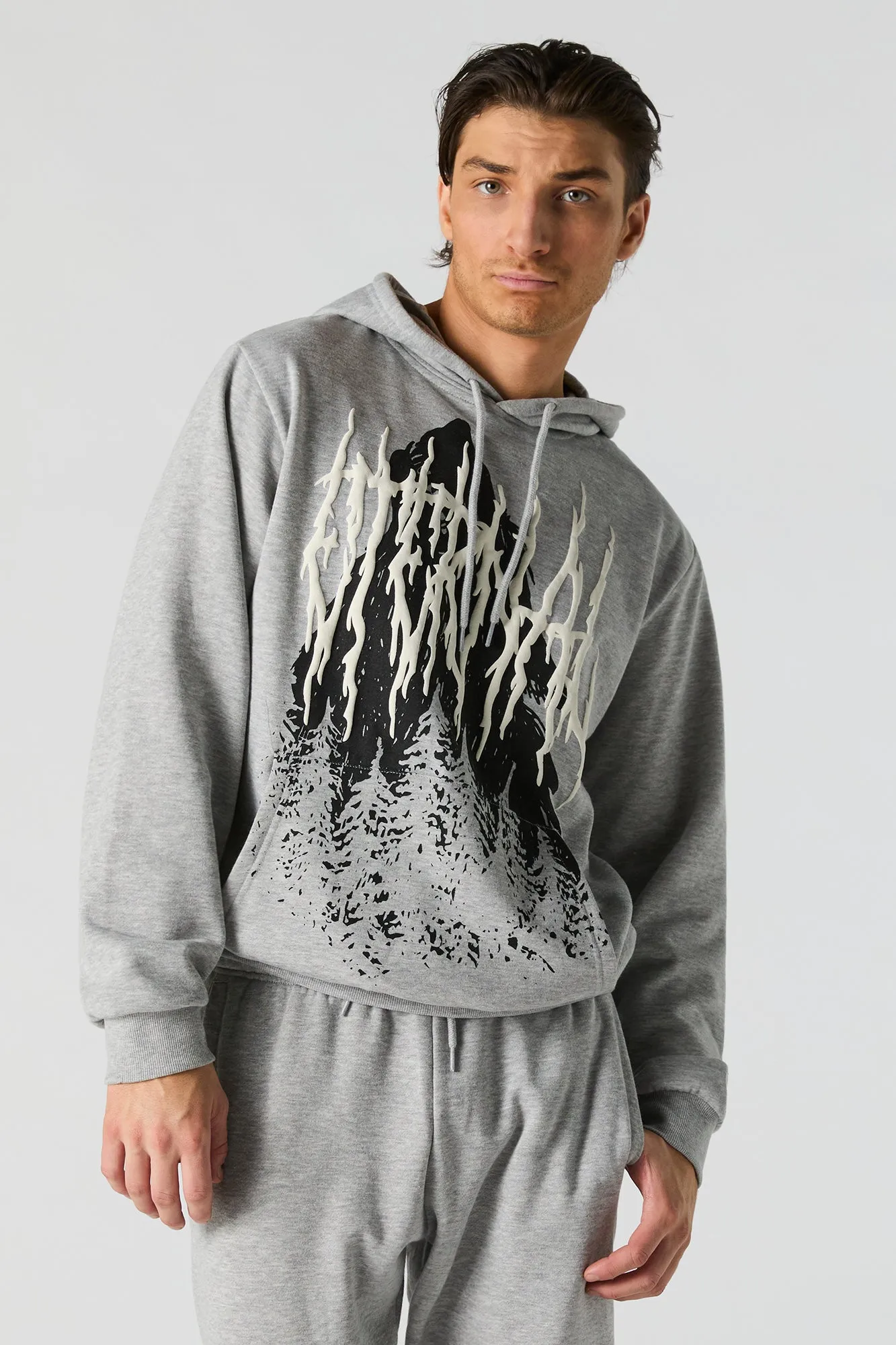 Wolf Puff Print Fleece Hoodie sold by Urban Planet