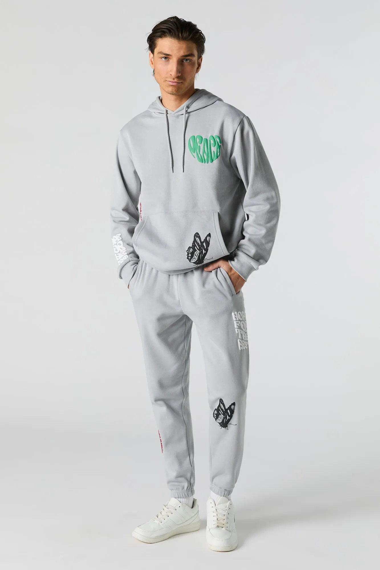 Hope for Best Puff Print Fleece Hoodie sold by Urban Planet product image thumbnail 3