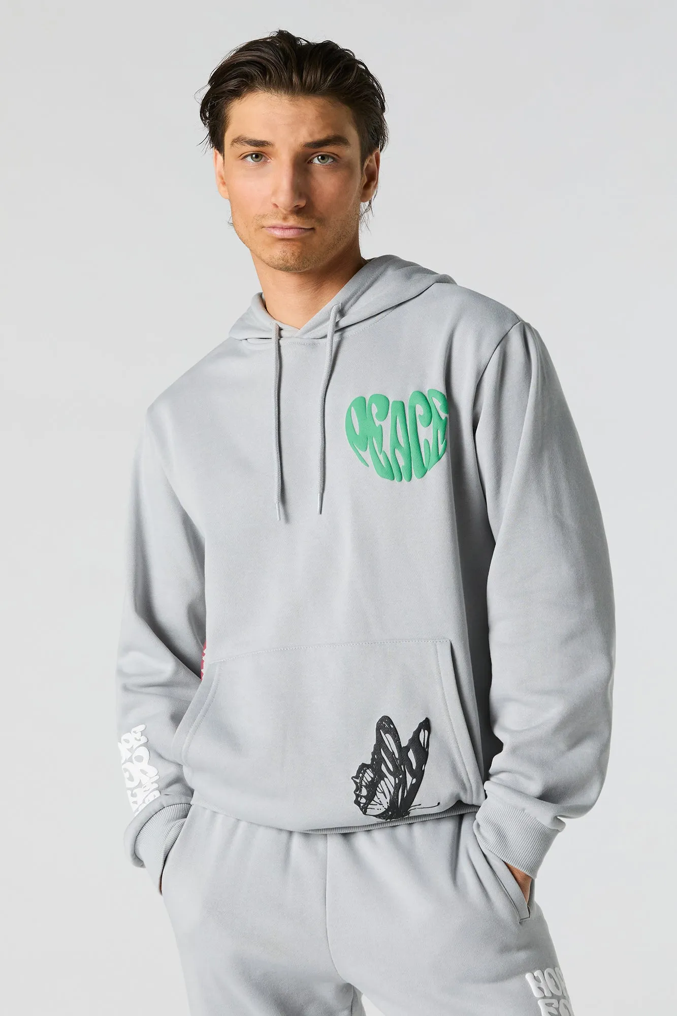 Hope for Best Puff Print Fleece Hoodie sold by Urban Planet