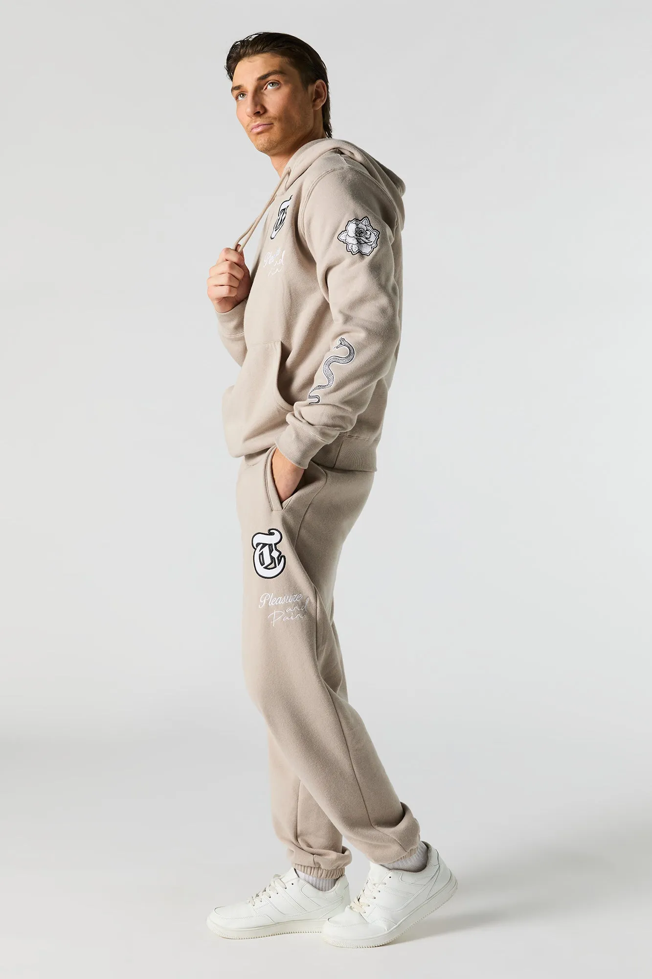 Pleasure & Pain Embroidered Fleece Hoodie sold by Urban Planet product image thumbnail 3