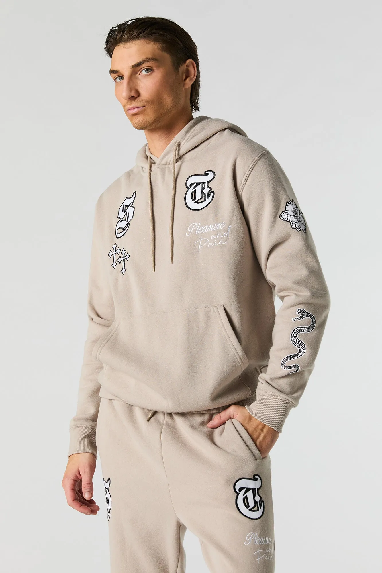 Pleasure & Pain Embroidered Fleece Hoodie sold by Urban Planet product image thumbnail 2