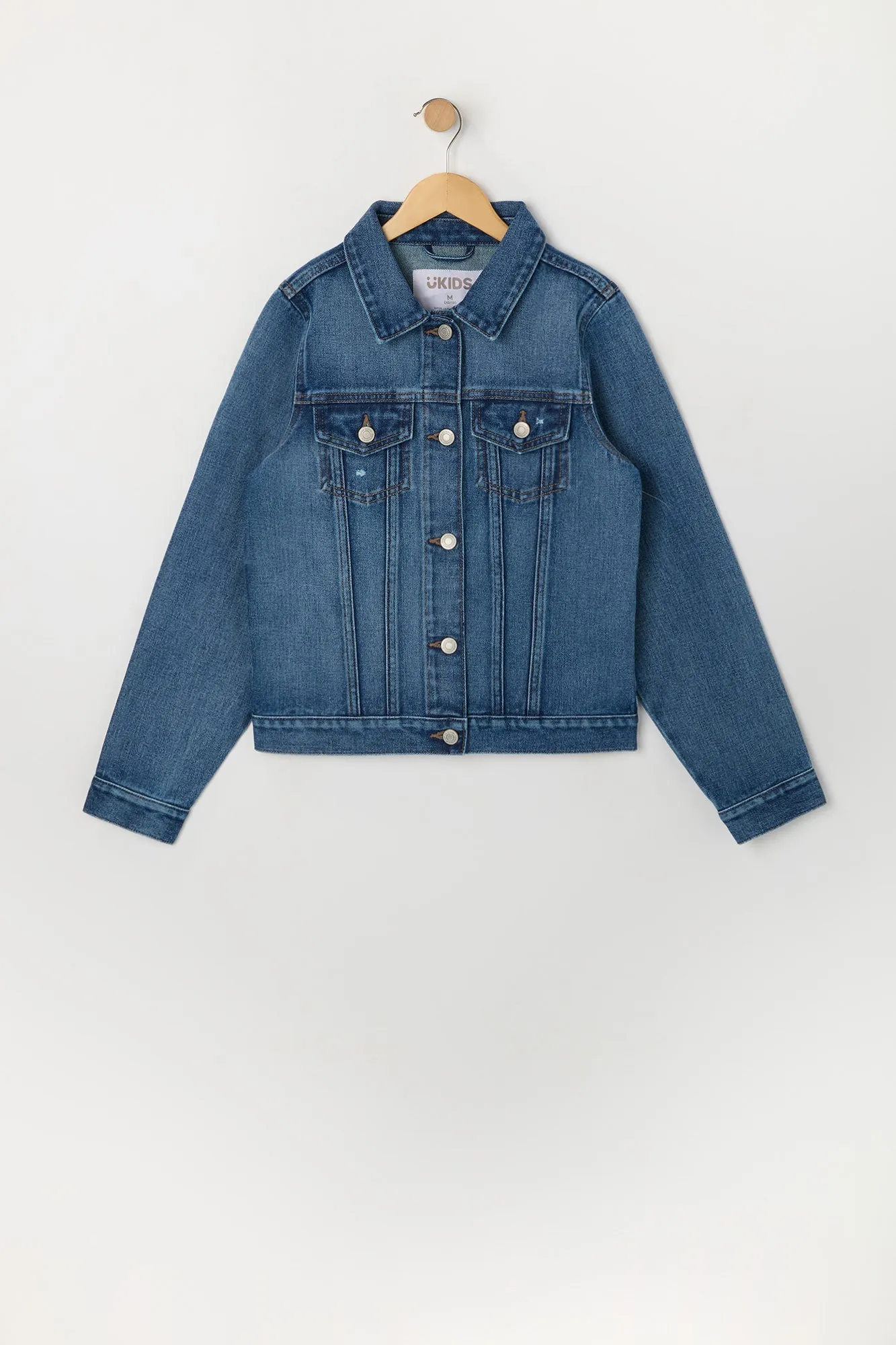 Blouson en denim délavé fonce pour fille sold by Urban Planet