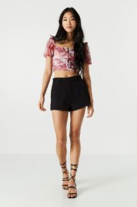 White Floral Mesh Ruffle Crop Top sold by Urban Planet