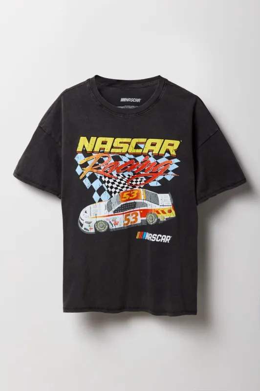 T-shirt de coupe garçonne délavé à imprimé NASCAR Racing sold by Urban Planet