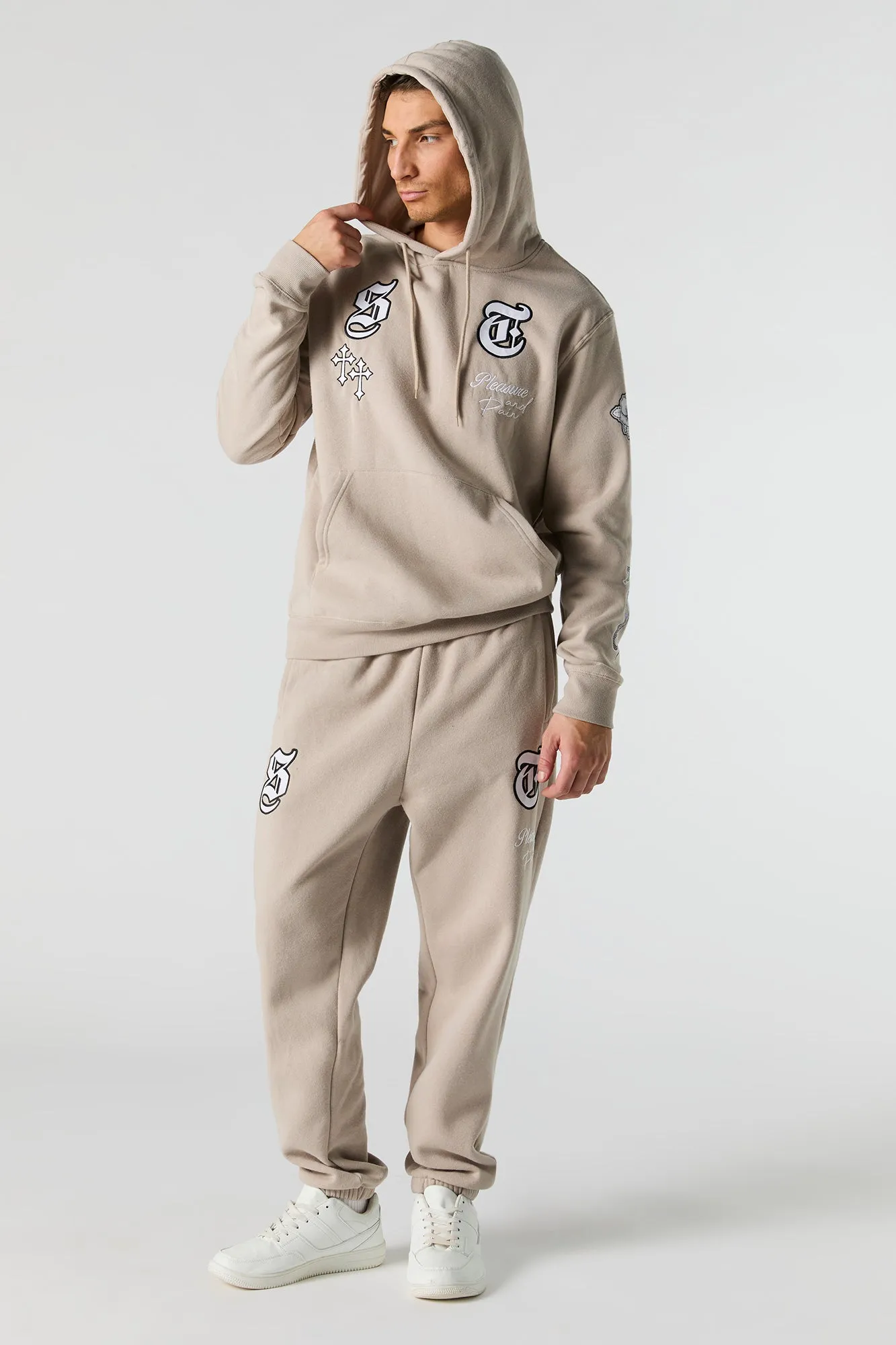 Pleasure & Pain Embroidered Fleece Jogger sold by Urban Planet product image thumbnail 3