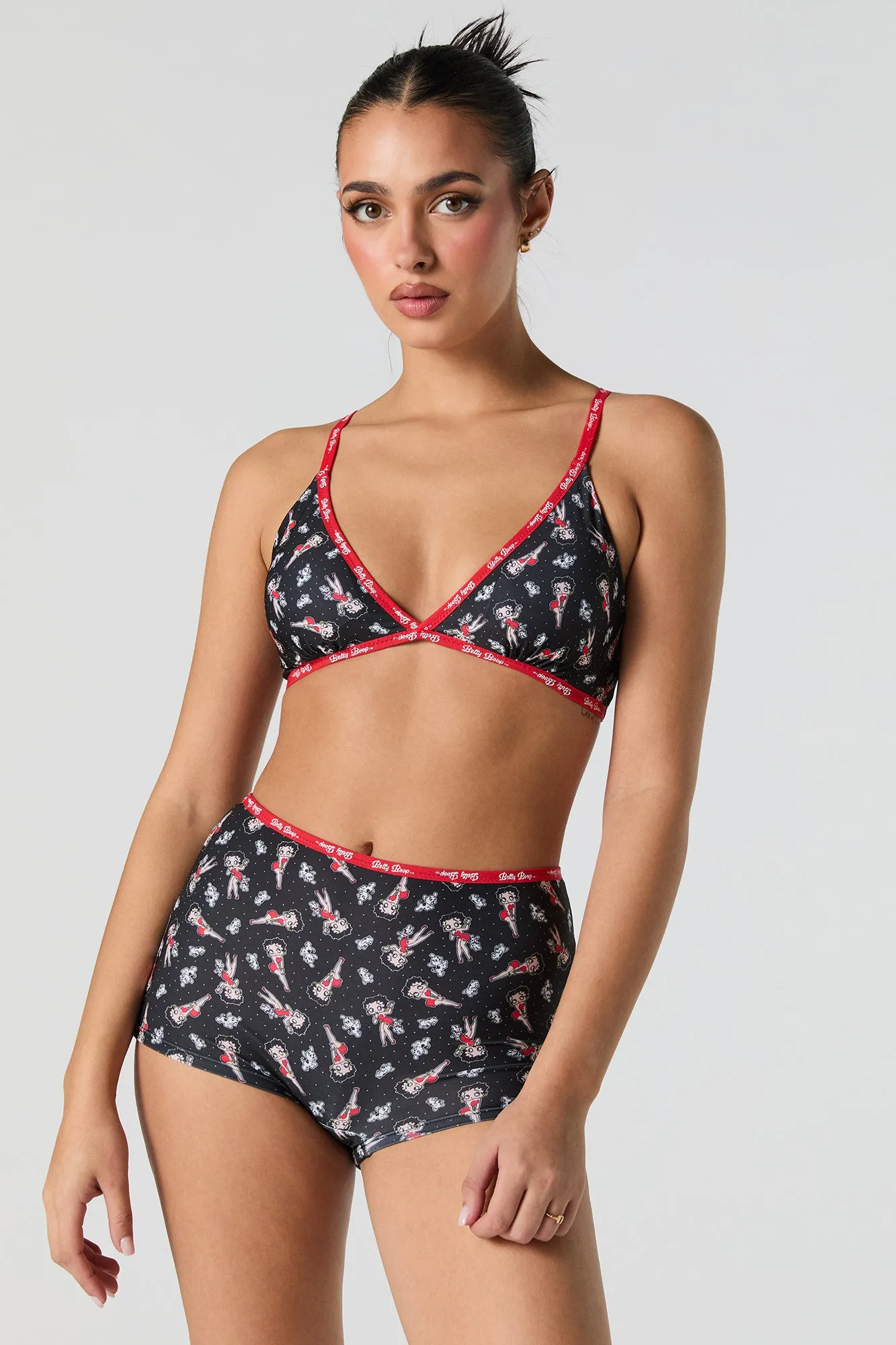 Betty Boop Triangle Bralette & Boy Short 2 Piece Set sold by Urban Planet
