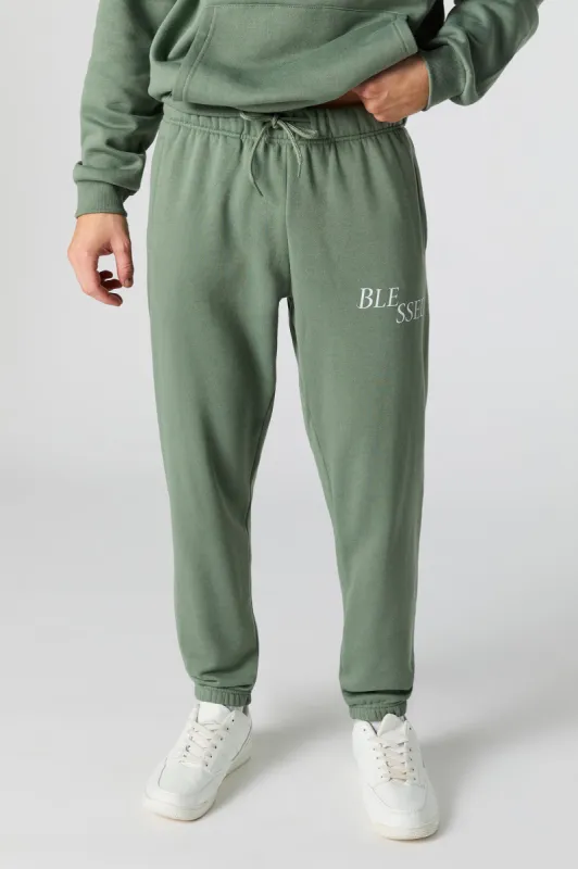 Jogger en molleton à imprimé Blessed sold by Urban Planet