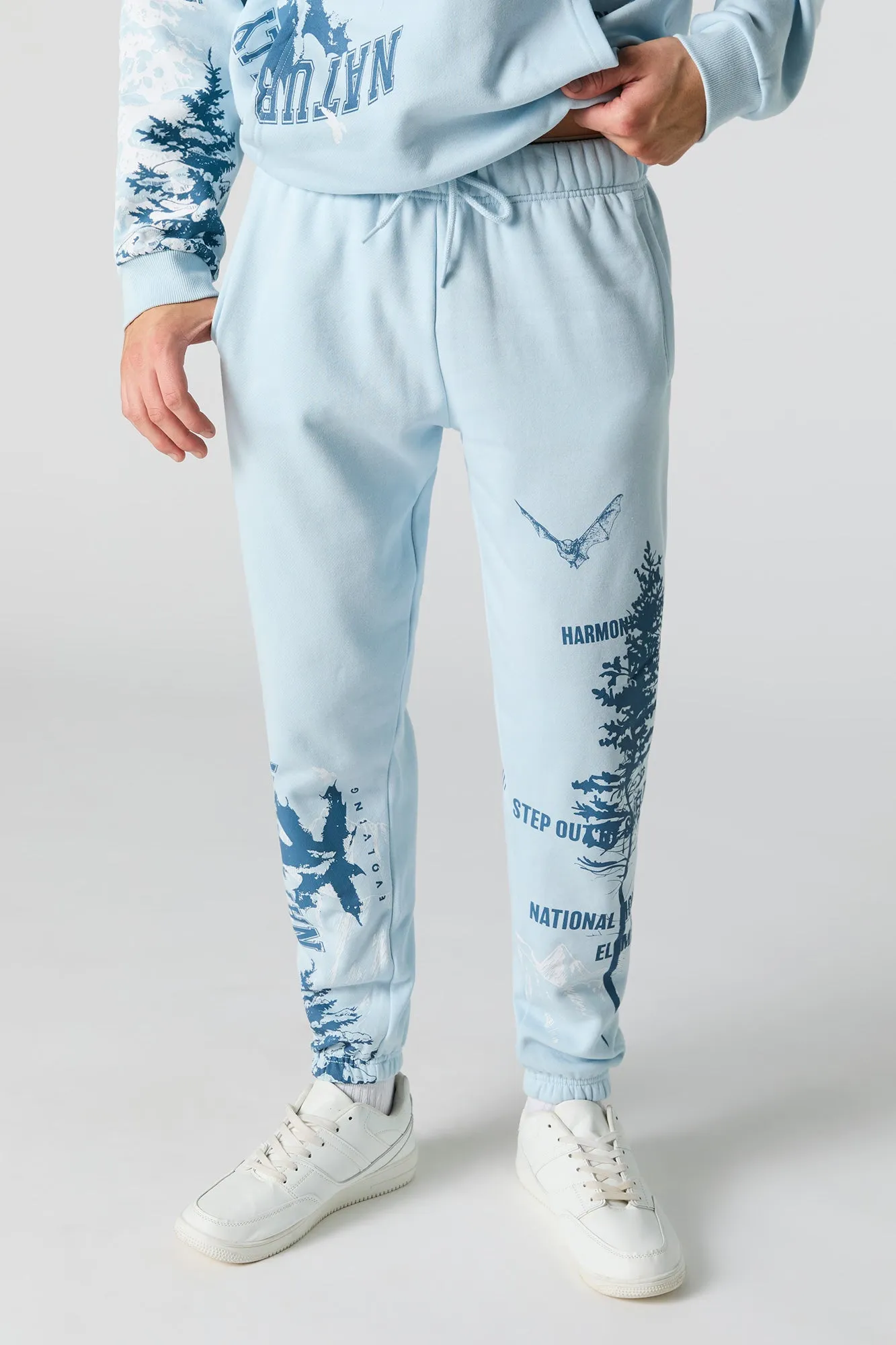 Nature Graphic Fleece Jogger sold by Urban Planet