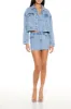 Rhinestone Chain Denim Mini Skirt sold by Urban Planet