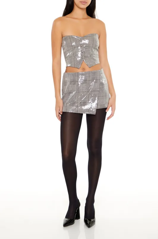 Sequin Plaid Mini Skort sold by Urban Planet