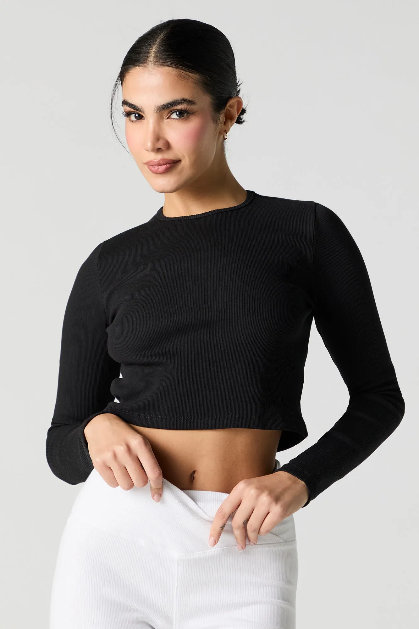 Ribbed Cropped Long Sleeve Top sold by Urban Planet product image thumbnail 4