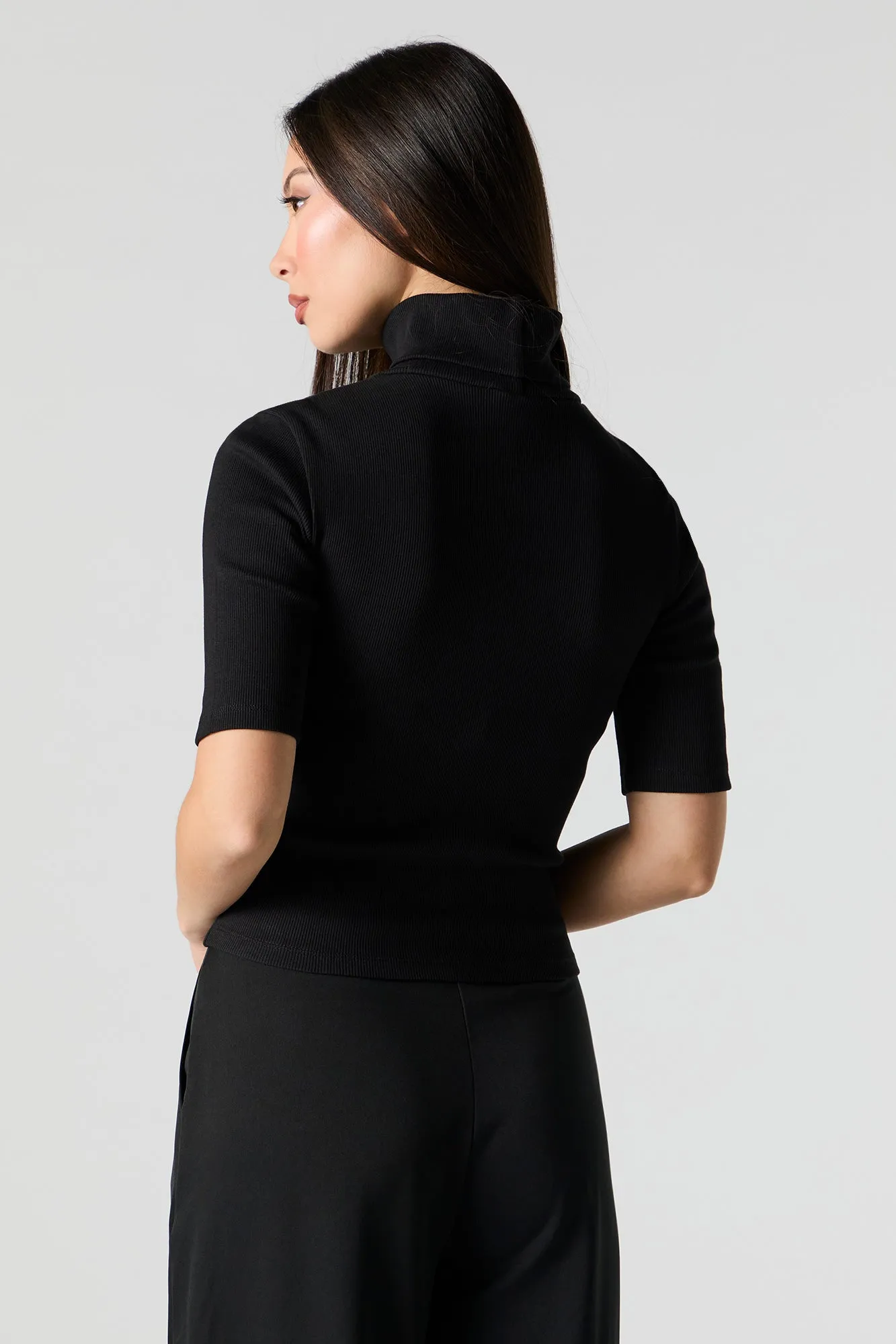 Ribbed Knit Turtleneck Short Sleeve Top sold by Urban Planet product image thumbnail 5