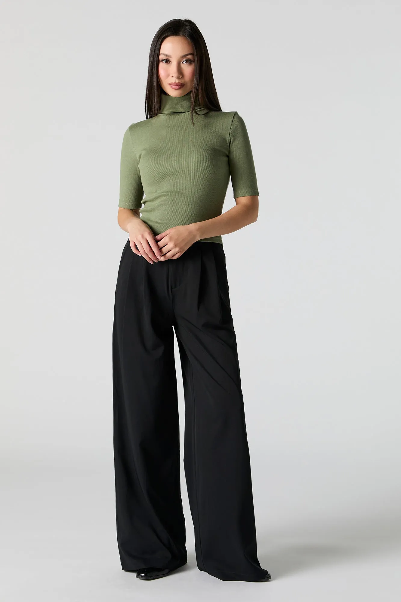 Ribbed Knit Turtleneck Short Sleeve Top sold by Urban Planet product image thumbnail 3