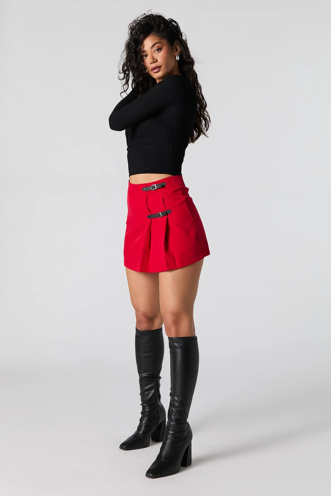 Pleated Buckled Mini Skort sold by Urban Planet product image thumbnail 3