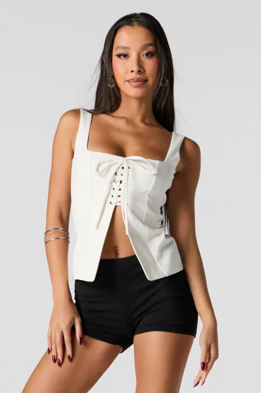 Lace Up Square Neck Tank sold by Urban Planet