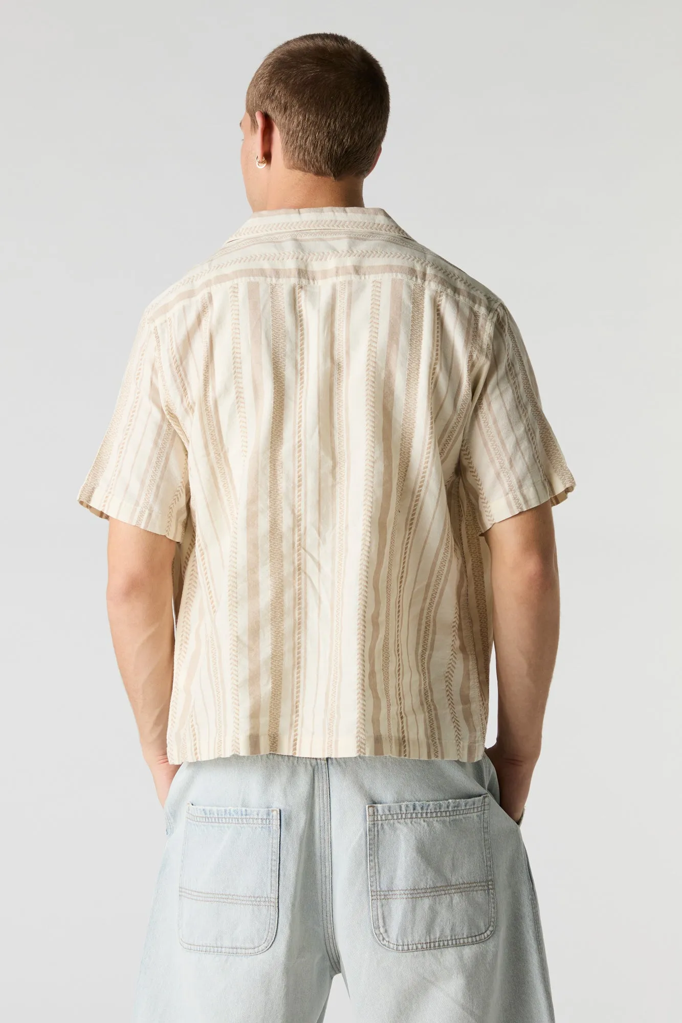 Textured Striped Collared Button-Up Top sold by Urban Planet product image thumbnail 2