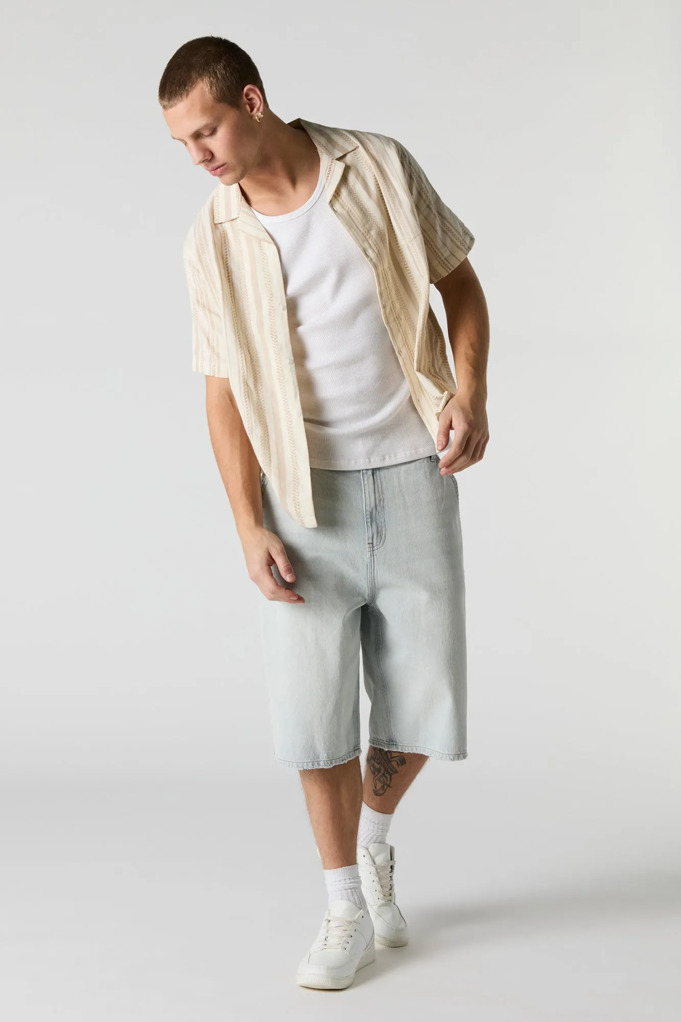 Textured Striped Collared Button-Up Top sold by Urban Planet product image thumbnail 3