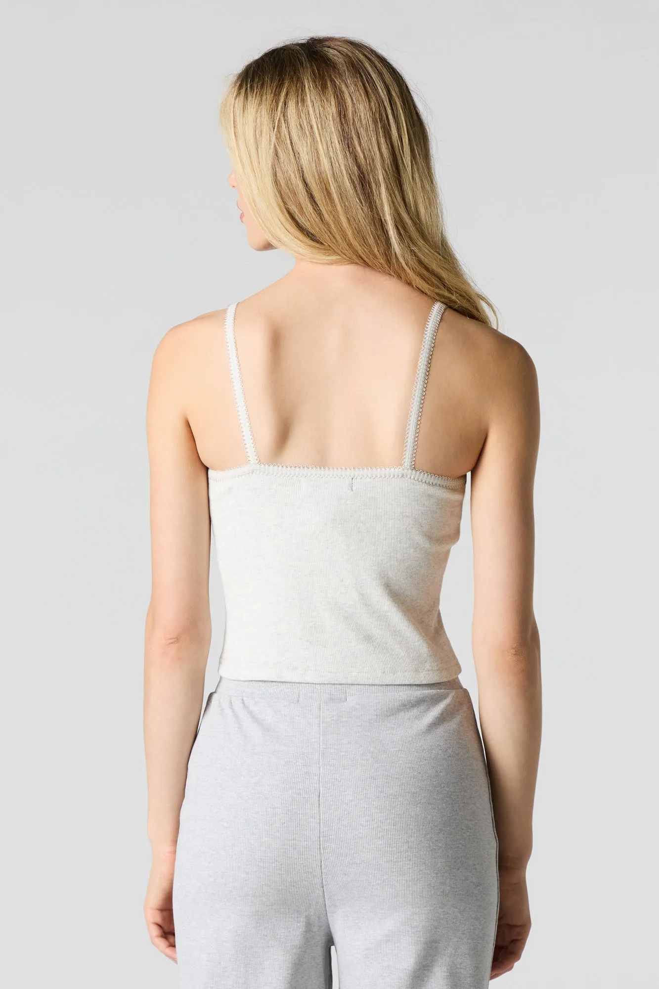 Ribbed Lace Trim Cropped Cami sold by Urban Planet product image thumbnail 2