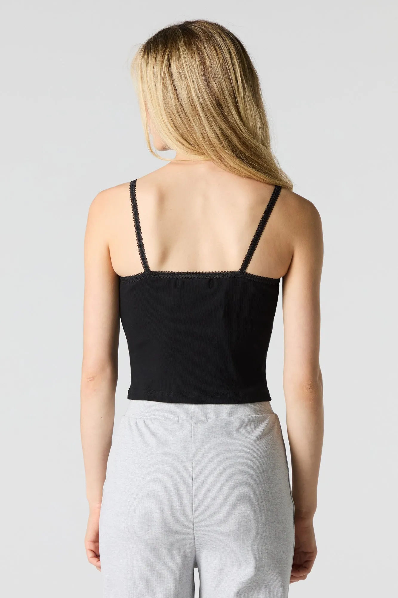 Ribbed Lace Trim Cropped Cami sold by Urban Planet product image thumbnail 5