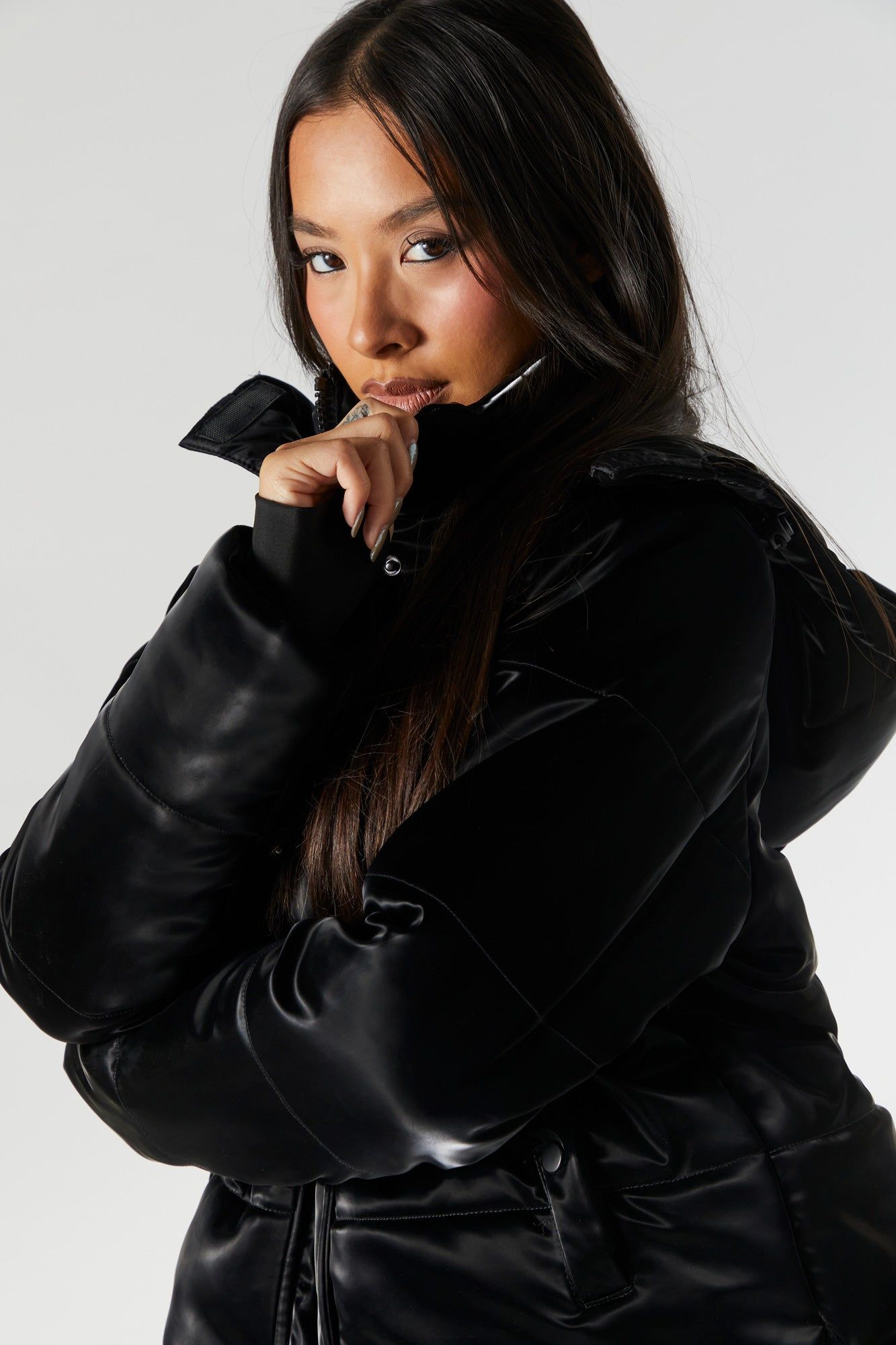 Faux Leather Puffer Jacket sold by Urban Planet product image thumbnail 3