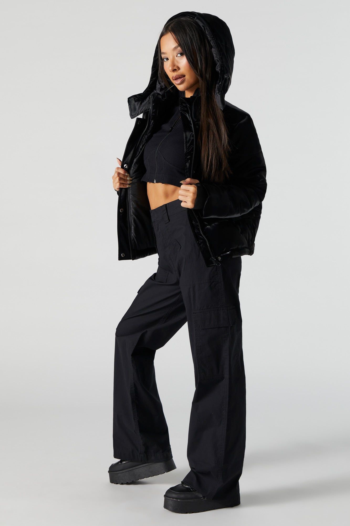 Faux Leather Puffer Jacket sold by Urban Planet product image thumbnail 4