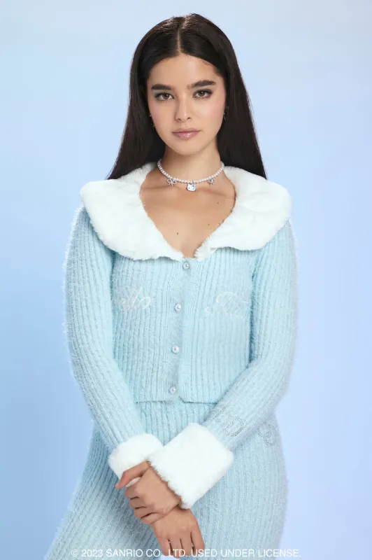 Faux Fur Hello Kitty Cardigan Sweater sold by Urban Planet