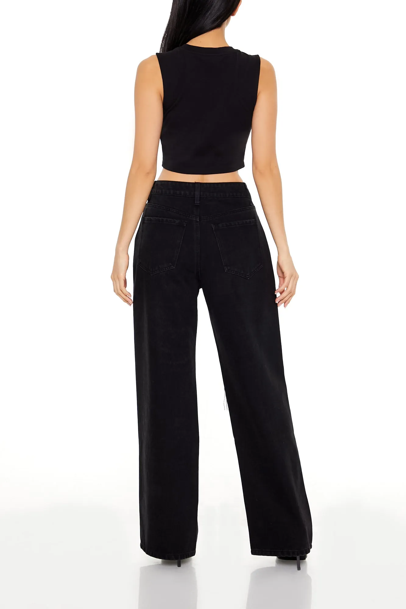 Jean à taille haute avec chaîne et pierres du Rhin sold by Urban Planet product image thumbnail 3