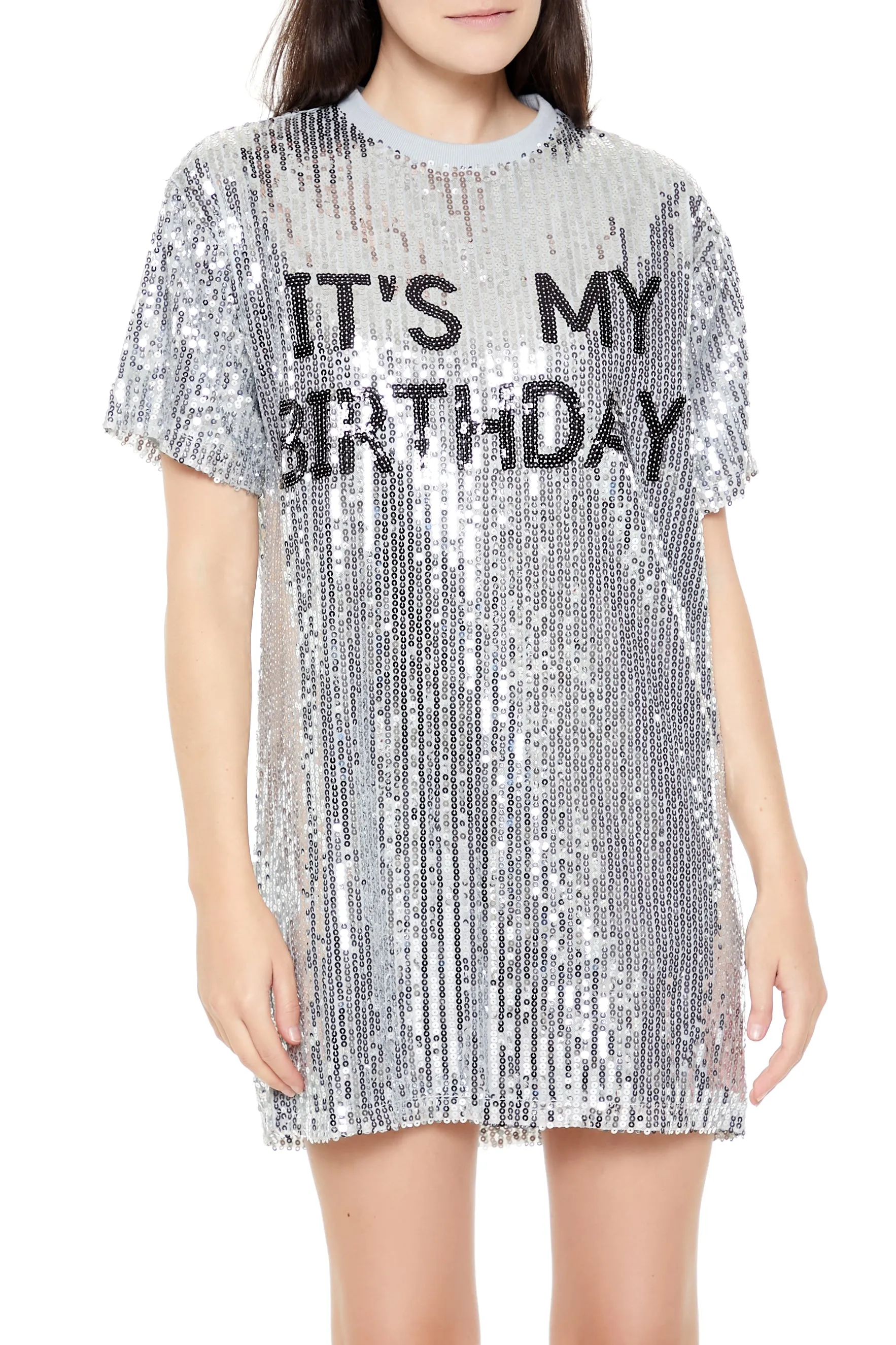 Robe t-shirt à imprimé Its My Birthday avec paillettes sold by Urban Planet product image thumbnail 4