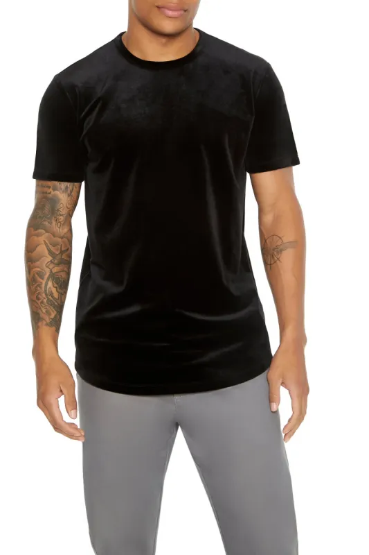 Velour Curved Hem T-Shirt made by Forever 21