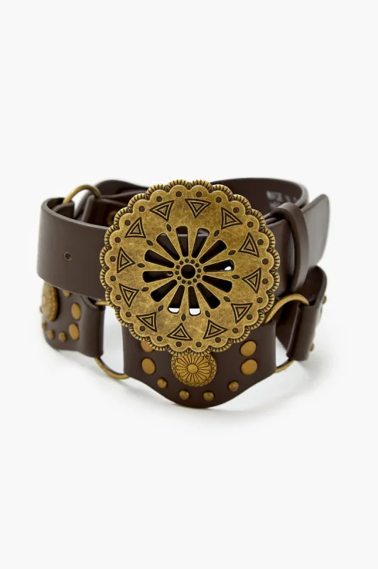 Etched Buckle Faux Leather Belt sold by Urban Planet