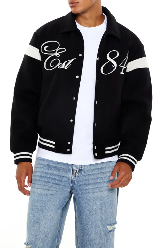 Est 84 Letterman Bomber Jacket sold by Urban Planet