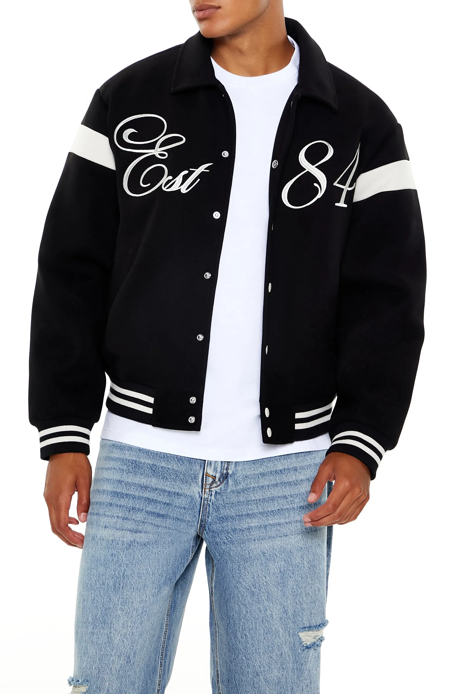 Est 84 Letterman Bomber Jacket sold by Urban Planet