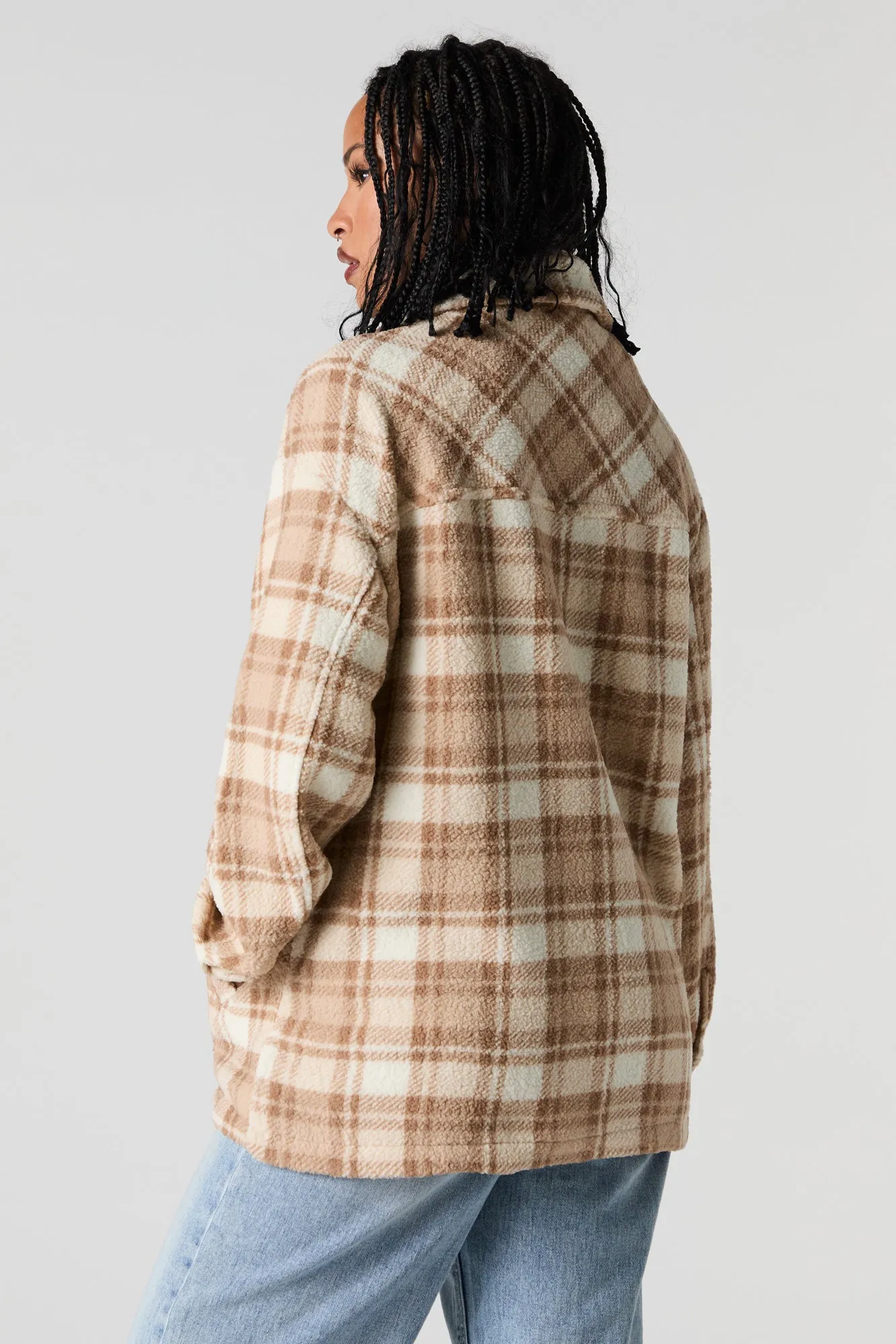 Plaid Sherpa Shacket sold by Urban Planet product image thumbnail 2