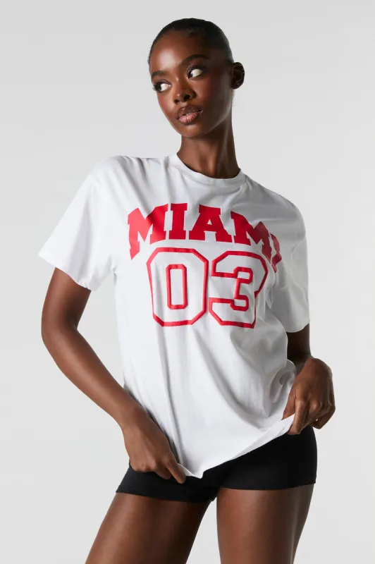 T-shirt de coupe garçonne à imprimé Miami 03 sold by Urban Planet