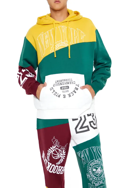 Haut à capuchon avec blocs de couleurs et imprimé New York sold by Urban Planet