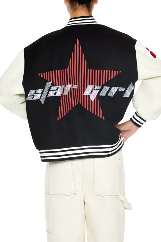 Blouson Letterman de style universitaire à imprimé Star Girl sold by Urban Planet