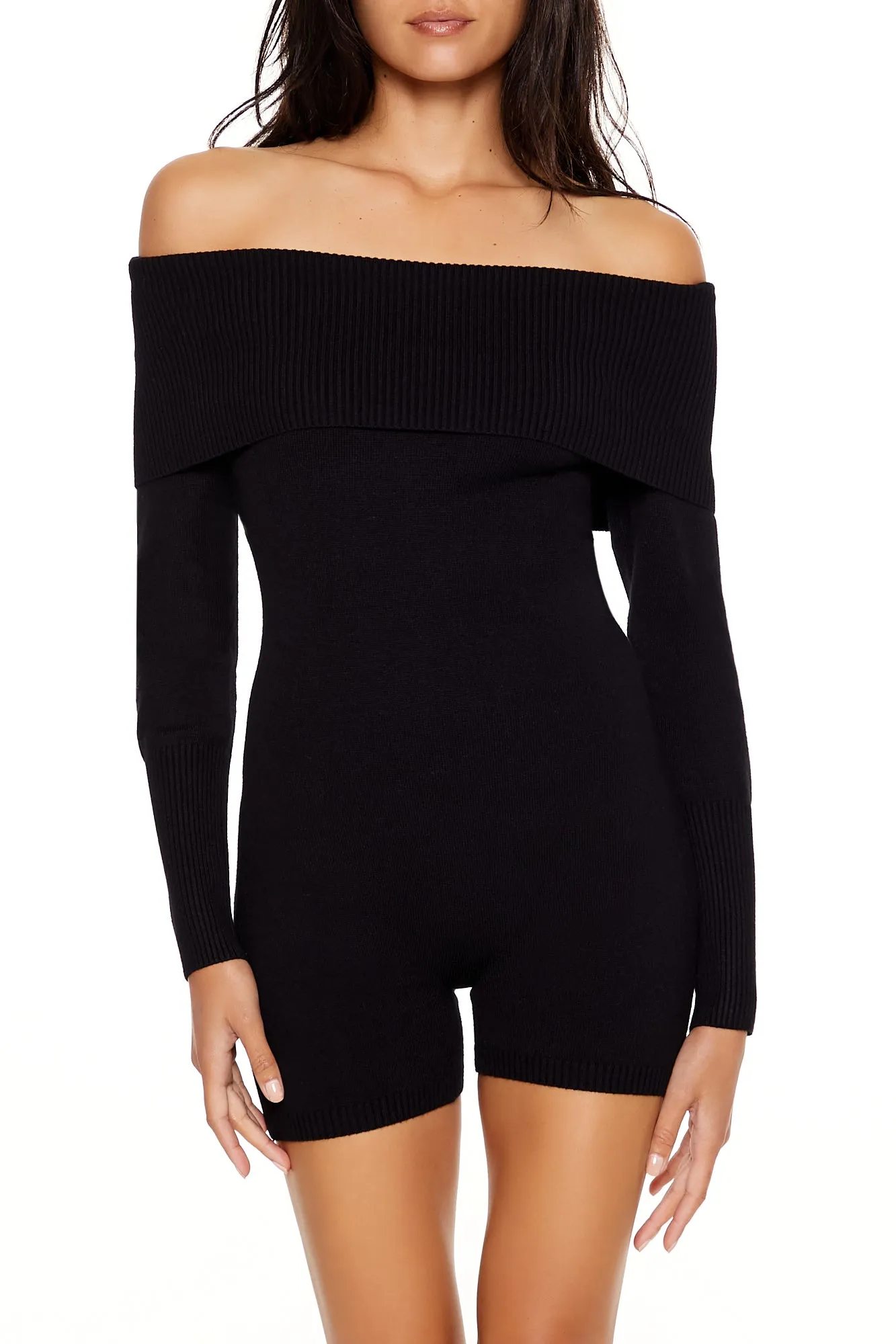 Knit Off Shoulder Romper sold by Urban Planet