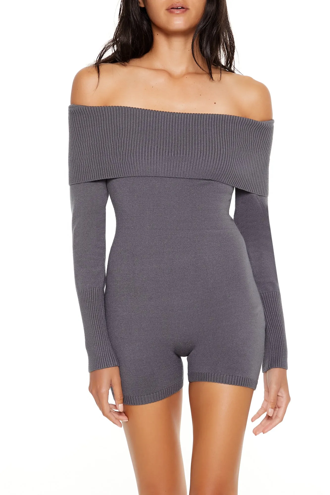 Knit Off Shoulder Romper sold by Urban Planet product image thumbnail 4