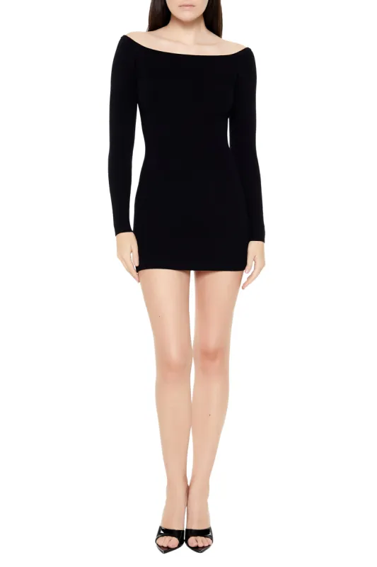Ribbed Knit Off Shoulder Mini Sweater Dress sold by Urban Planet