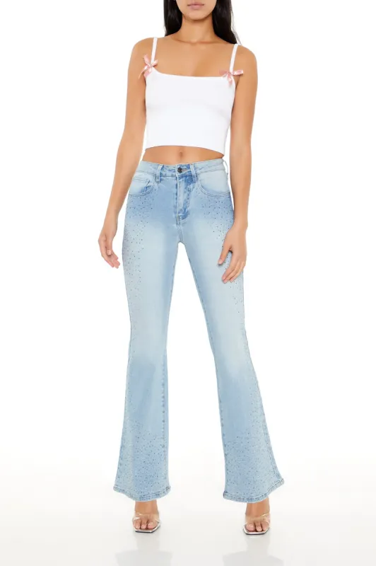 Jean à jambe évasée et taille haute avec pierres du Rhin sold by Urban Planet