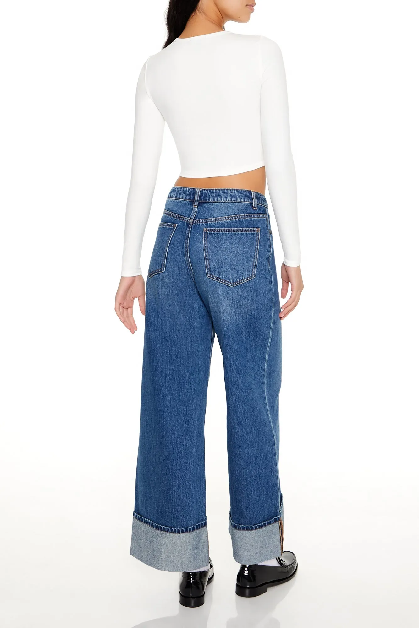 Jean à jambe large et taille haute avec revers sold by Urban Planet product image thumbnail 3