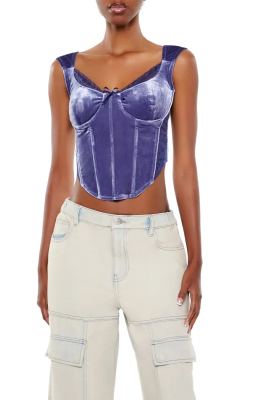 Velvet Bow Bustier Crop Top sold by Urban Planet