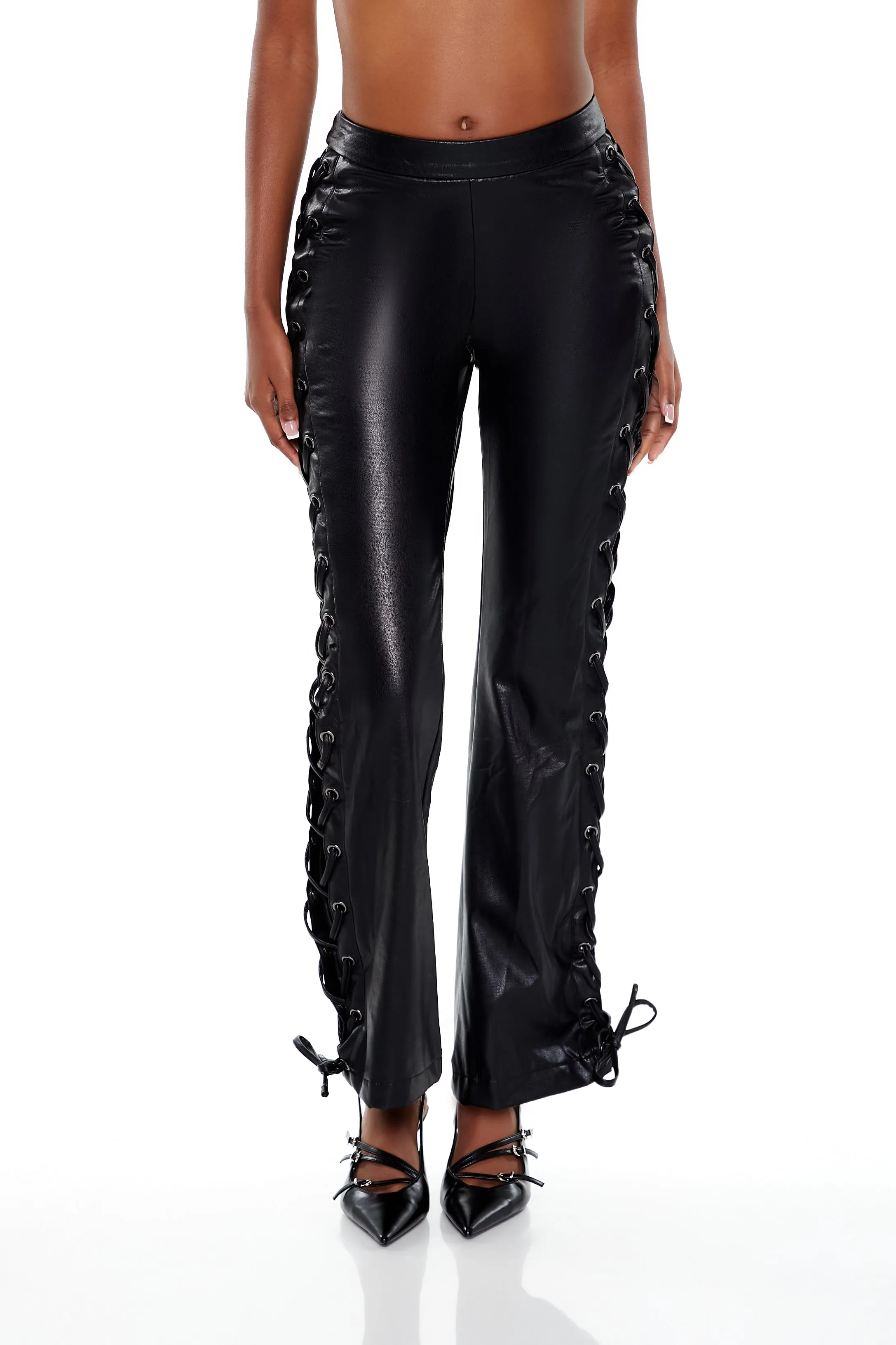 Lace Up Faux Leather Bootcut Pant sold by Urban Planet product image thumbnail 2