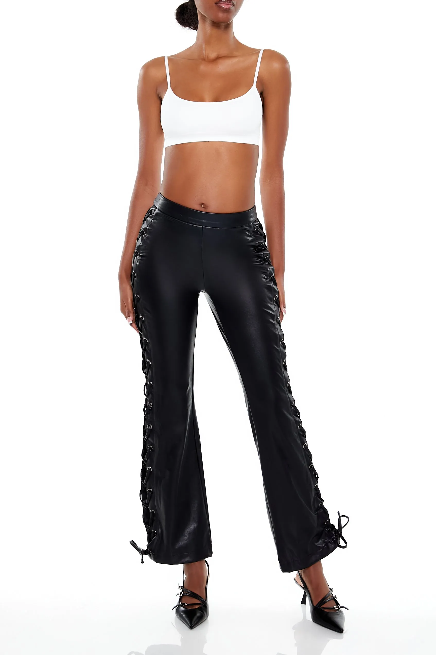Lace Up Faux Leather Bootcut Pant sold by Urban Planet product image thumbnail 4