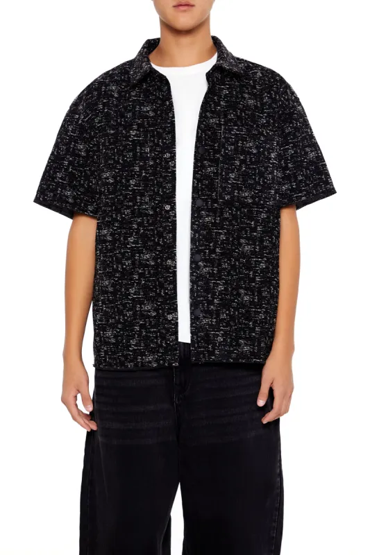 Textured Boucle Knit Button-Up Top sold by Urban Planet